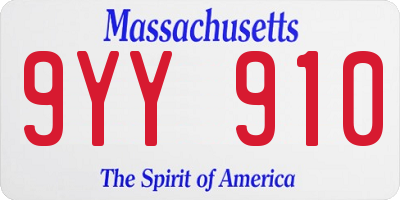 MA license plate 9YY910