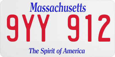 MA license plate 9YY912