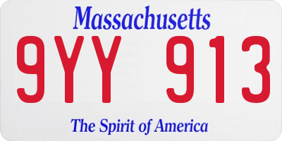 MA license plate 9YY913