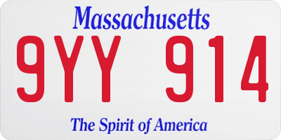 MA license plate 9YY914