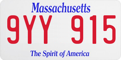MA license plate 9YY915