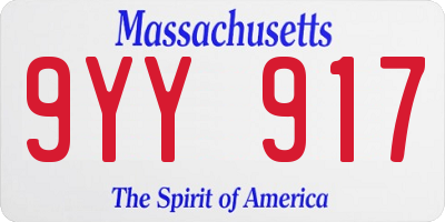 MA license plate 9YY917