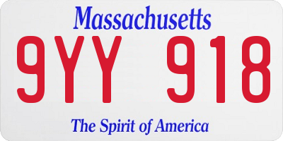 MA license plate 9YY918