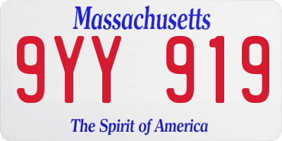 MA license plate 9YY919