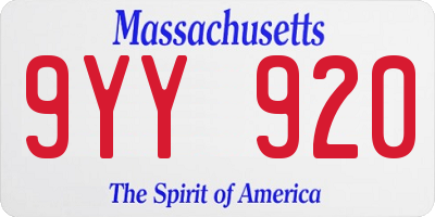 MA license plate 9YY920