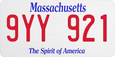 MA license plate 9YY921