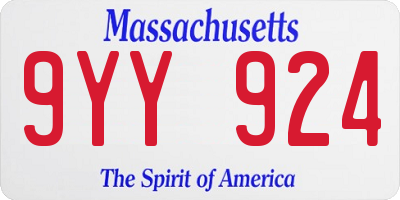 MA license plate 9YY924