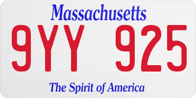 MA license plate 9YY925