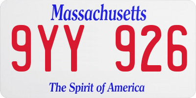 MA license plate 9YY926
