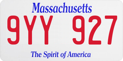 MA license plate 9YY927