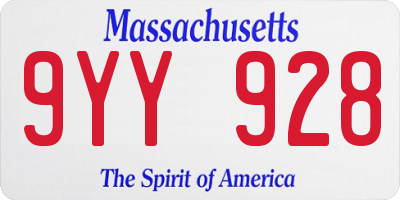 MA license plate 9YY928