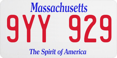 MA license plate 9YY929