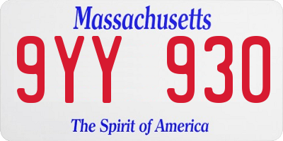 MA license plate 9YY930