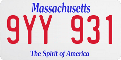 MA license plate 9YY931