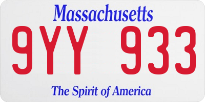 MA license plate 9YY933