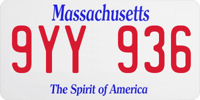 MA license plate 9YY936