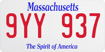 MA license plate 9YY937