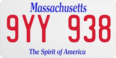 MA license plate 9YY938