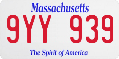 MA license plate 9YY939