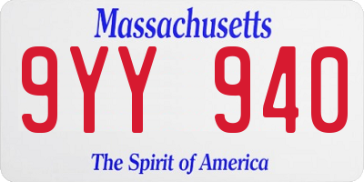 MA license plate 9YY940