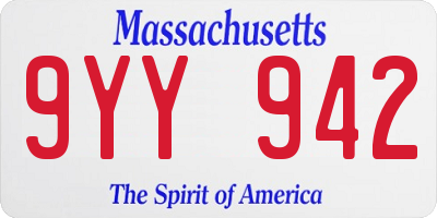 MA license plate 9YY942