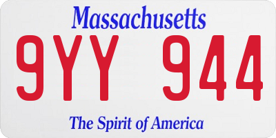 MA license plate 9YY944