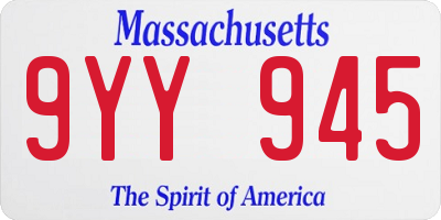 MA license plate 9YY945