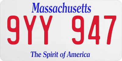 MA license plate 9YY947