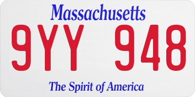 MA license plate 9YY948