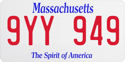 MA license plate 9YY949