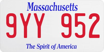MA license plate 9YY952