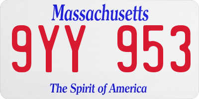 MA license plate 9YY953