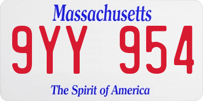 MA license plate 9YY954