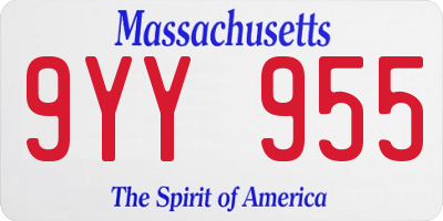 MA license plate 9YY955