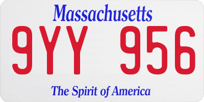 MA license plate 9YY956