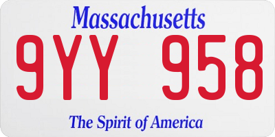 MA license plate 9YY958