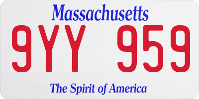 MA license plate 9YY959
