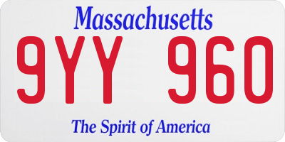 MA license plate 9YY960