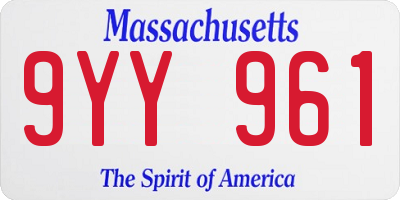 MA license plate 9YY961