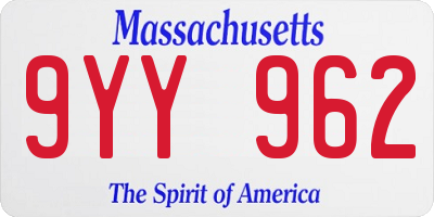 MA license plate 9YY962
