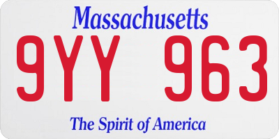 MA license plate 9YY963