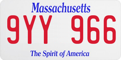 MA license plate 9YY966
