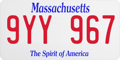 MA license plate 9YY967