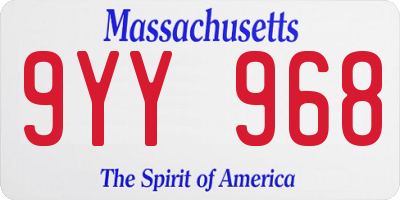 MA license plate 9YY968