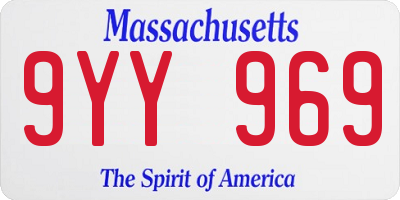 MA license plate 9YY969