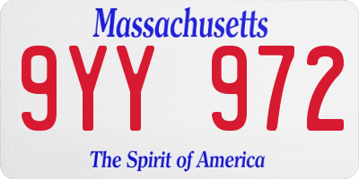 MA license plate 9YY972