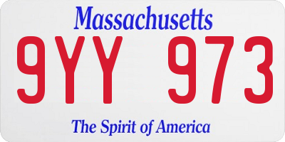 MA license plate 9YY973