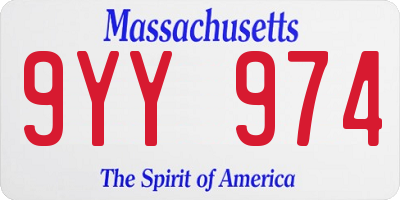MA license plate 9YY974