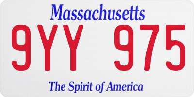 MA license plate 9YY975