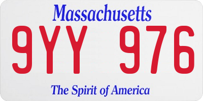 MA license plate 9YY976